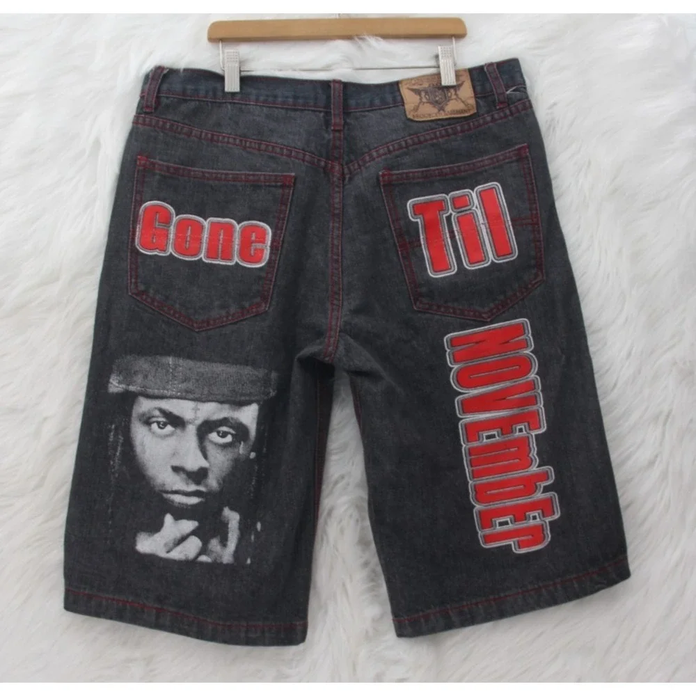 Brooklyn Basement Jean Shorts Mens 36 Actual 34 Streetwear Graphic Rare Vintage